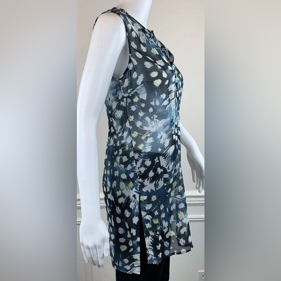 CAbi Blue and White Sheer Blouse - Picture 4 of 7